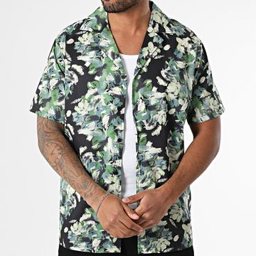Frilivin - Q16 Camisa Manga Corta Negro Verde Gris