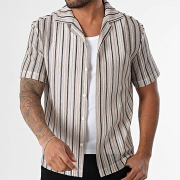 Frilivin - 169 Camisa de manga corta a rayas marino beige