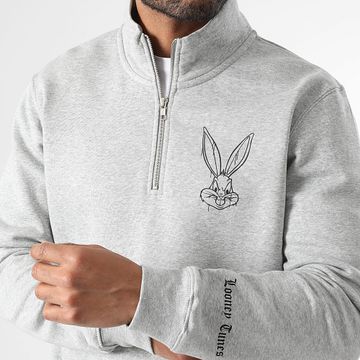 Looney Tunes - Sudadera con cremallera Angry Bugs Bunny Small Gris jaspeado