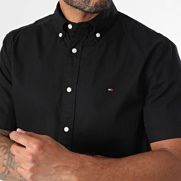 Tommy Hilfiger - Camisa de manga corta Flex Poplin Solid 7584 Negra