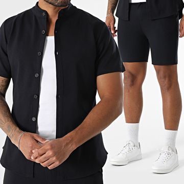 Frilivin - 183 Conjunto de camisa de manga corta y pantalón corto azul marino