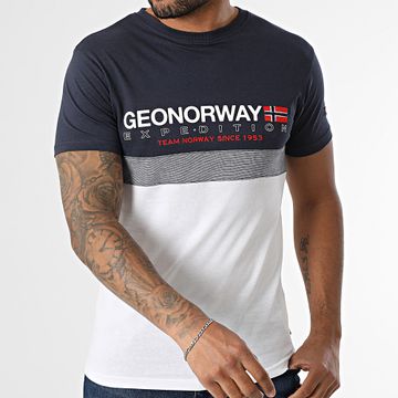 Geographical Norway - Jdouble Tee Shirt Blanco Azul Marino