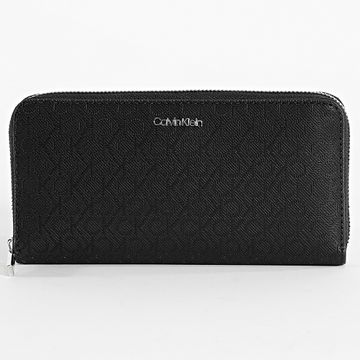 Calvin Klein - Billetero de mujer Must AOP Large Zip Around 1073 Negro