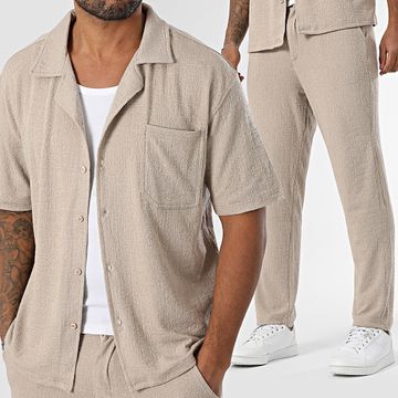 Classic Series - Conjunto de camisa de manga corta y pantalón 309 Beige