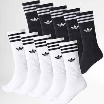 Adidas Originals - Lote de 10 Pares de Calcetines de 3 Rayas JY0231 Blanco Negro