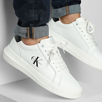 Calvin Klein - Baskets Chunky Cupsole Mono Leather 1317 Blanco Brillante Negro