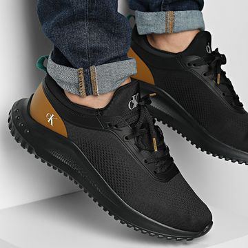Calvin Klein - Eva Runner Tech Knit 1293 Ck Negro Grano Marrón Wold Verde Zapatillas