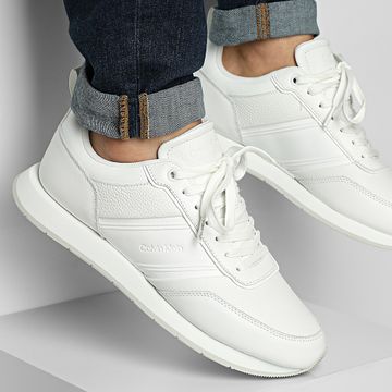 Calvin Klein - Zapatillas Low Prof Laceup Tape 1897 Triple Blanco Brillante