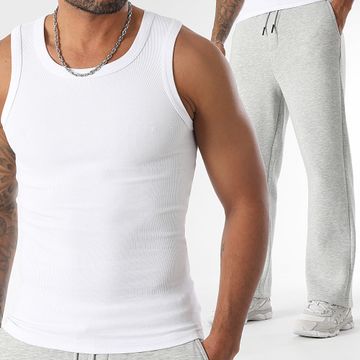 LBO - Conjunto de camiseta de tirantes y pantalón de chándal 3417 3628 Blanco Gris brezo