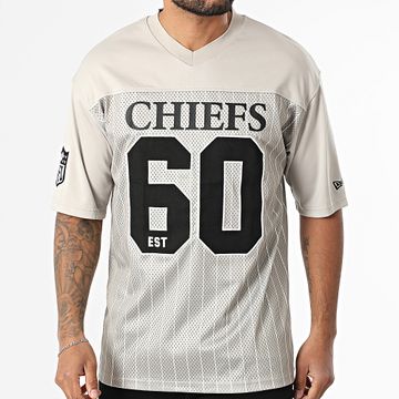New Era - NFL Camiseta a rayas Kansas City Chiefs 60667924 Camiseta beige cuello pico