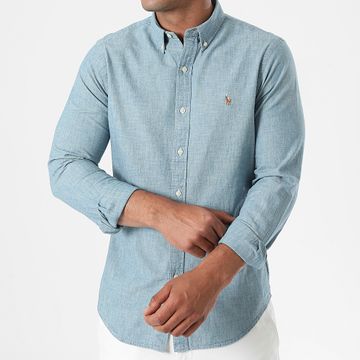 Polo Ralph Lauren - Azul Denim Slim Oxford Camisa Vaquera Manga Larga