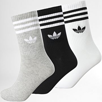 Adidas Originals - 3 Pares De Calcetines De 3 Rayas JV7403 Blanco Gris Brezo Negro