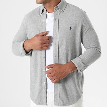 Polo Ralph Lauren - Camisa Oxford Manga Larga Gris Heather