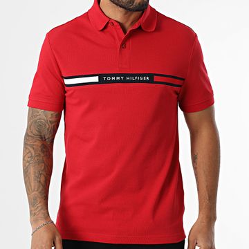 Tommy Hilfiger - Hilfiger Polo de manga corta con inserción en el pecho 8130 Rojo