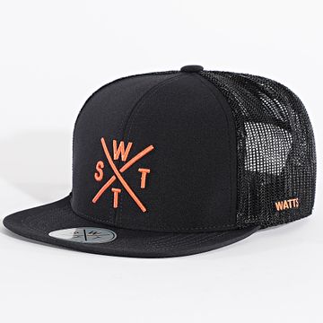 Watts - Cruz Trucker Cap Negro Naranja Fluo