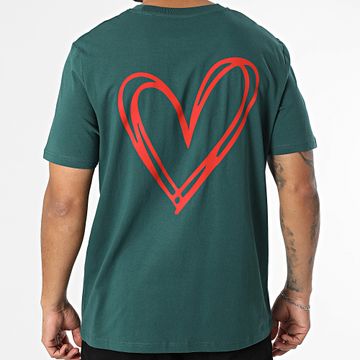 Luxury Lovers - Tee Shirt Oversize Large Heart Outline Doble Verde Botella Rojo