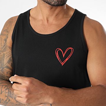 Luxury Lovers - Camiseta de tirantes Heart Outline Negro Rojo