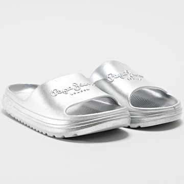 Pepe Jeans - Chanclas de mujer Playa Slidemet PLS70165 Plata