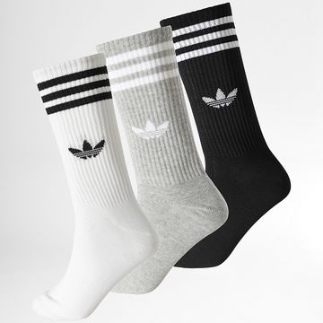 Adidas Originals - 3 Pares De Calcetines De 3 Rayas JV7418 Blanco Gris Heather Negro