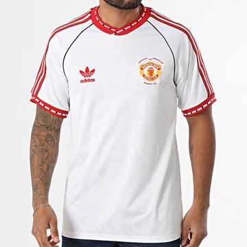 Adidas Originals - Manchester United Striped Tee Shirt JF0376 Blanco