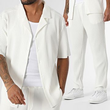 Uniplay - Conjunto de camisa de manga corta y pantalón texturizado 158 Beige claro