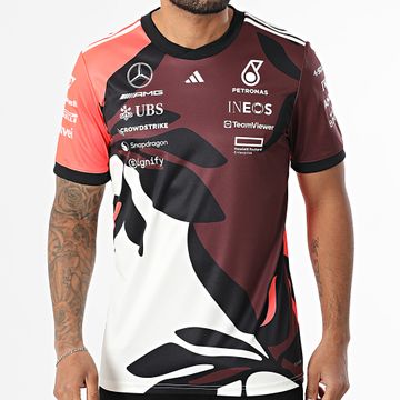 Adidas Performance - Maillot De Sport A Bandes AMG Mercedes JZ6206 Blanc Marron Orange