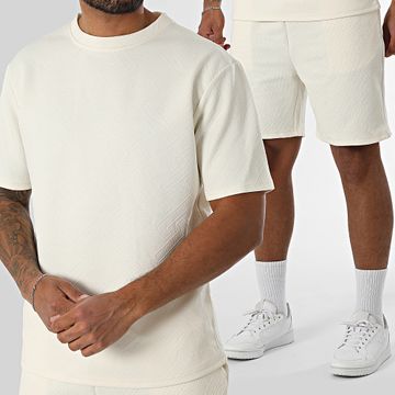 MZ72 - Conjunto de camiseta y pantalón corto de jogging beige