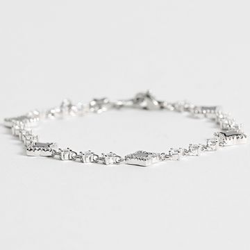Make It Shine - Pulsera Tenis Flor Strass Plata Negro