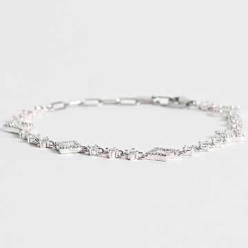 Make It Shine - Pulsera Tenis Flor Strass Plata Blanca
