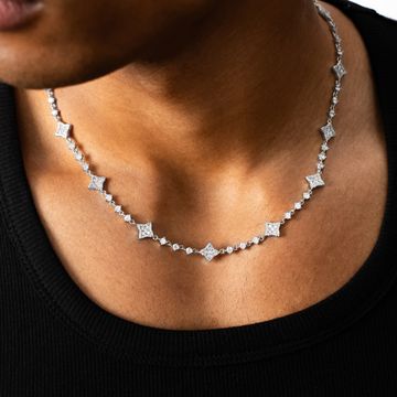 Make It Shine - Strass Flor brillante Tenis Collar de Plata