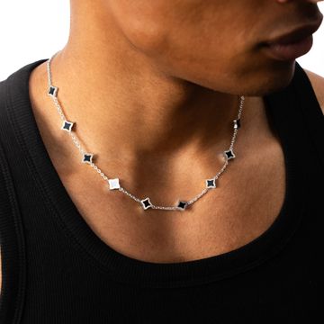 Make It Shine - Collar Flor Plata Negro