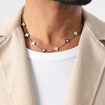 Make It Shine - Collar Flor Plata Blanco