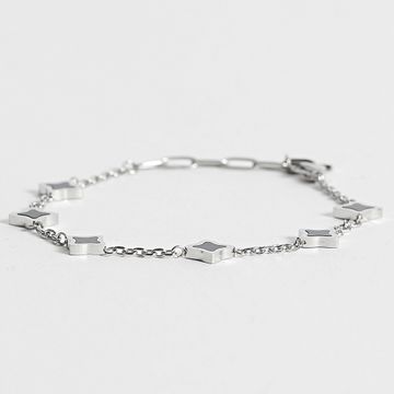 Make It Shine - Pulsera Flor Plata Negra