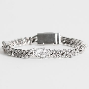 Make It Shine - Pulsera de eslabones cubanos con strass de la firma de plata helada