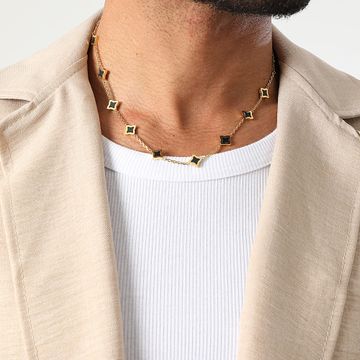 Make It Shine - Collar Flor Cable Oro Negro