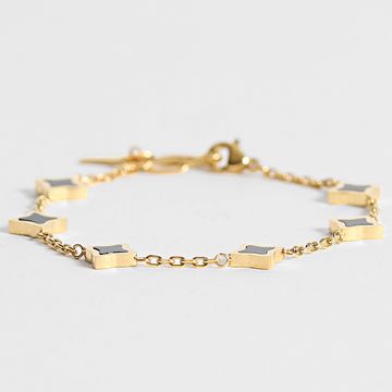 Make It Shine - Pulsera Cable Flor Oro Negro