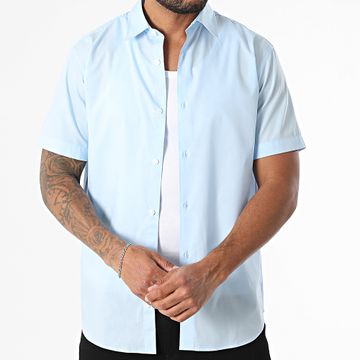 JJREBEL - Gavin Camisa Sólida Azul Claro Manga Corta