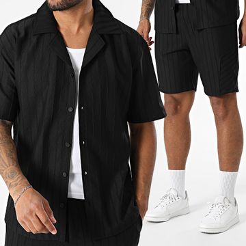 Mackten - Conjunto de camisa de manga corta y pantalón corto 131 Negro