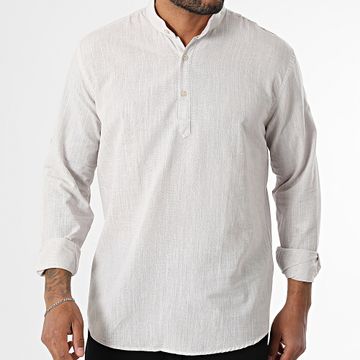 Armita - 808 Camisa Regular Fit Manga Larga Beige Chiné