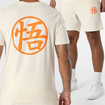 Dragon Ball Z - Goku Beige Naranja Tee Shirt Y Jogging Shorts Bundle