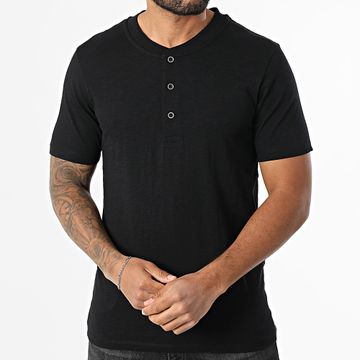 Jack And Jones - Blunixs Henley Buttoned Tee Negro