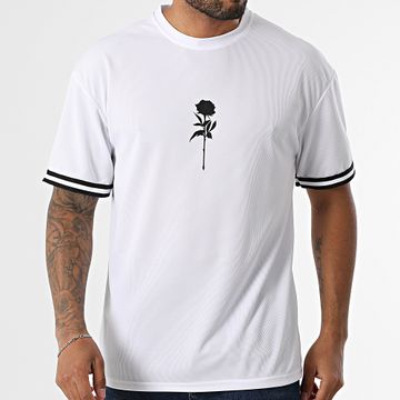 Luxury Lovers - Camiseta Béisbol Grande Blanco Negro Rosas