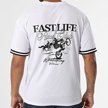 Luxury Lovers - Tee Shirt Baseball Large Fast Life Blanco Negro