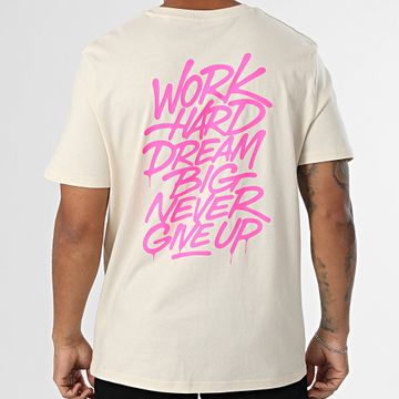 Super Prodige - Oversize Tee Shirt Large Mindset Beige Rosa Fluo