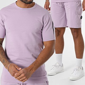 Black Industry - Conjunto de camiseta oversize y pantalón corto lila