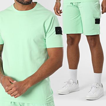 Black Industry - Conjunto de camiseta y pantalón corto 009 Verde claro