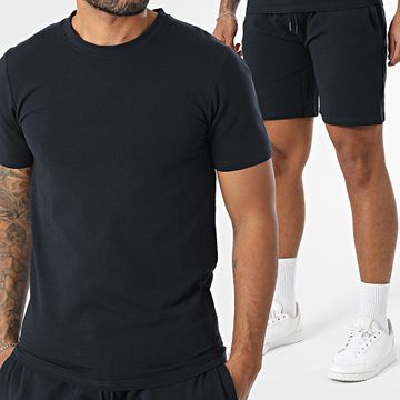 Black Industry - Conjunto de camiseta oversize y pantalón corto azul marino