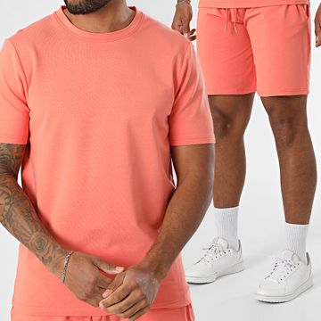 Black Industry - Conjunto de camiseta oversize y pantalón corto Salmón