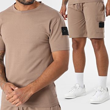 Black Industry - Conjunto de camiseta y pantalón corto 009 marrón