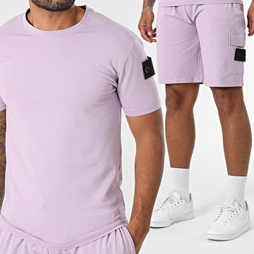 Black Industry - Conjunto de camiseta lila y pantalón corto 009